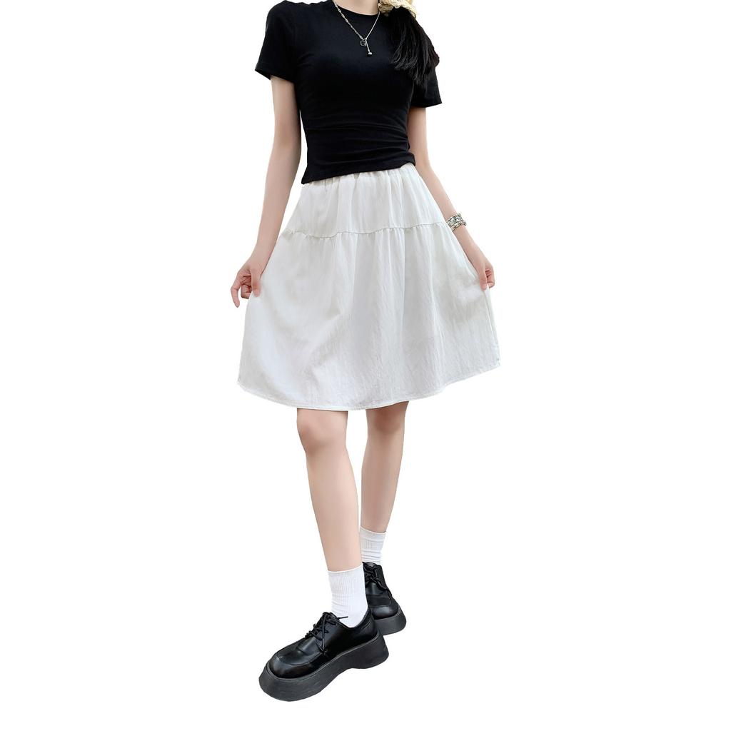Academic casual skirt women's summer high-waisted umbrella skirt