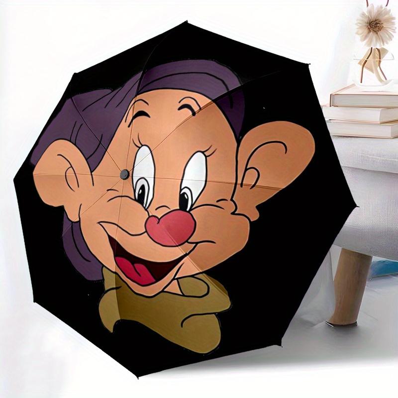 1pc Snow White Dopey Cartoon Pattern Automatic 3-Fold Umbrella, 8 Iron Frames, High-Value Folding Umbrella, Suitable for Office, Travel and