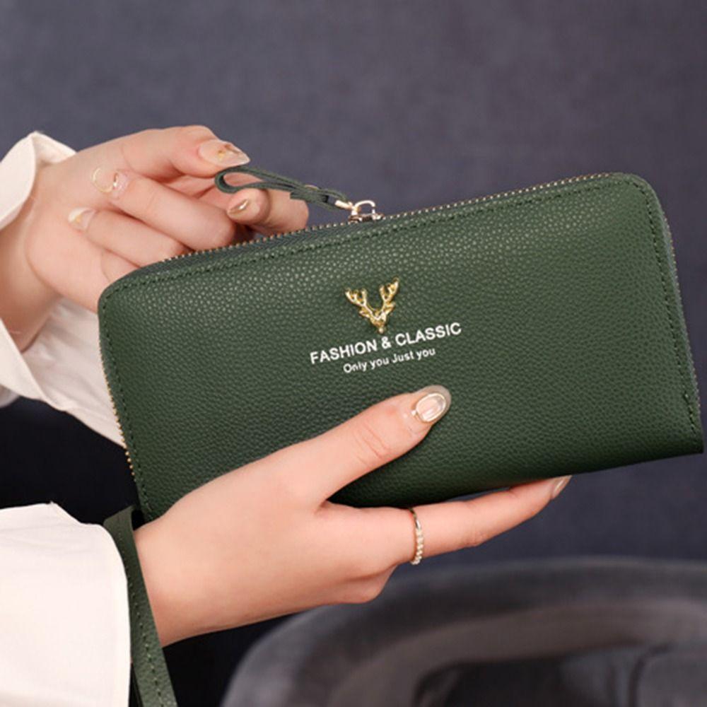 Multifunctional Zipper Long Wallet Large Capacity Leather Card Bag Coin Purse Women