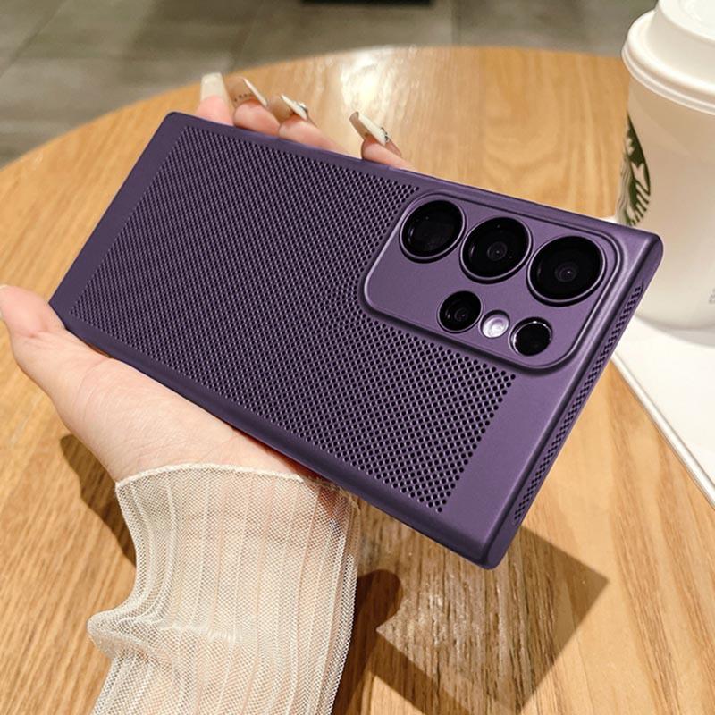 Applicable to Samsung S25Ultra heat dissipation net breathable mobile phone case ultra-thin s24 anti-drop NOTE20u all-inclusive protective case