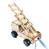 1 Set DIY Ladder Truck Model Kit Handmade Wooden Puzzle Rescue Firetruck Building Crafts Kids STEM Educational Science Experiment Toy