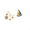 Rattan Woven Wall Art And Iron Sailboat Sculpture Tabletop Ornament for Tea Room Hallway Bedroom