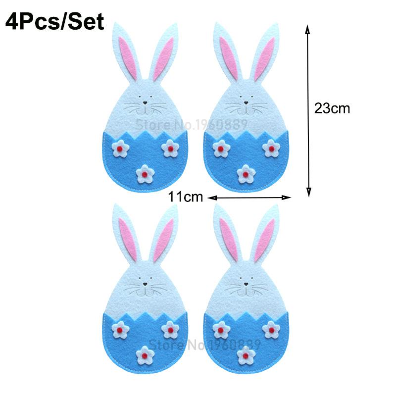 Easter Knife Fork Holder Pocket Carrot Rabbit Eggs Bunny Cutlery Bag for Easter Party Table Decor Tableware Cover Ornaments 2025