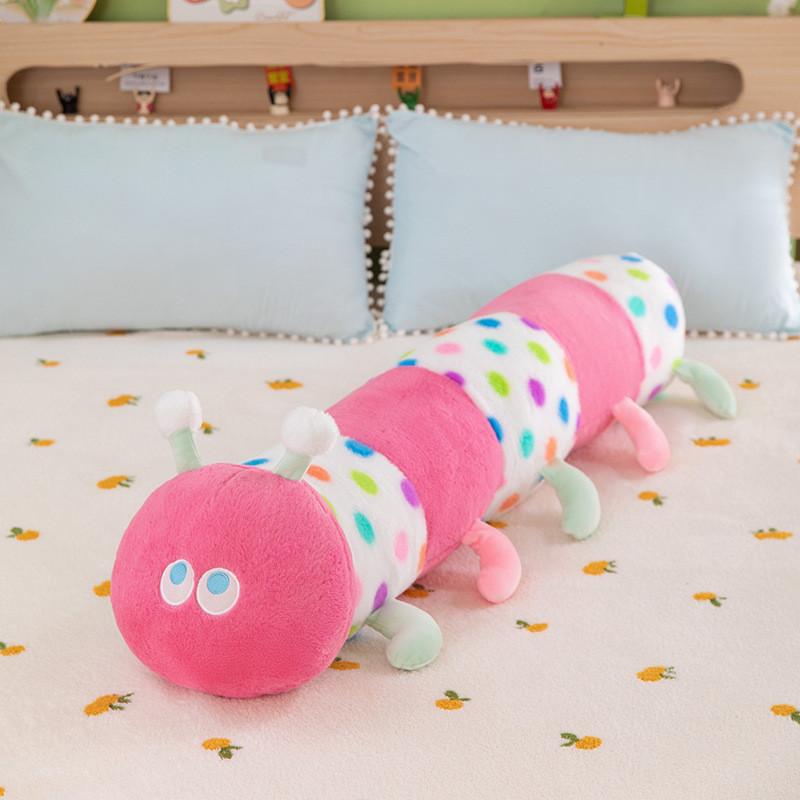 Cute Long Caterpillar Cushion With Short Plush Cover For Kids Room Decoration