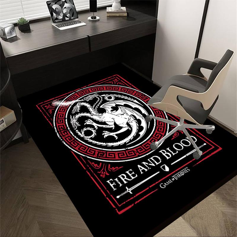 1 Stück Fire Blood Home Office, Strapazierfähige Polyester-Bodenmatte mit Einfacher Reinigung, Bürodekoration, Urbaner Stil, Rutschfeste Rückseite