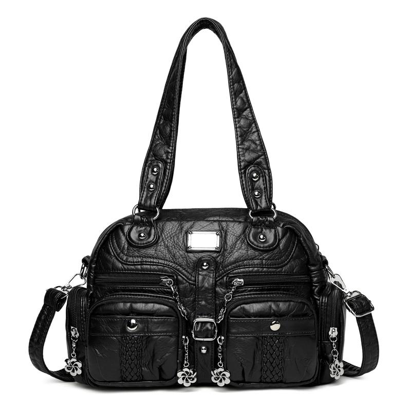 Damehåndveske med stor kapasitet pendler skulderveske mykt skinn crossbody-veske