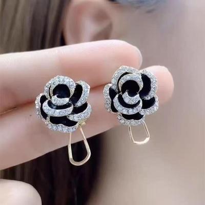 Romantic Camellia Ear Clips Elegant, French Retro, High-End Earrings for Sophisticated Style