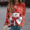 Christmas ladies' and men's round-neck sweatshirts with snowflake and snowman patterns, casual and comfortable for daily wear