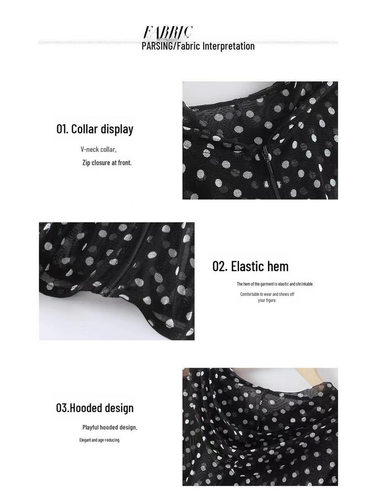 Sommer Koreanische Gestrickte Sonnenschutz Polka Dot Kapuzenjacke - Übergröße für Mittelalte & Ältere Frauen