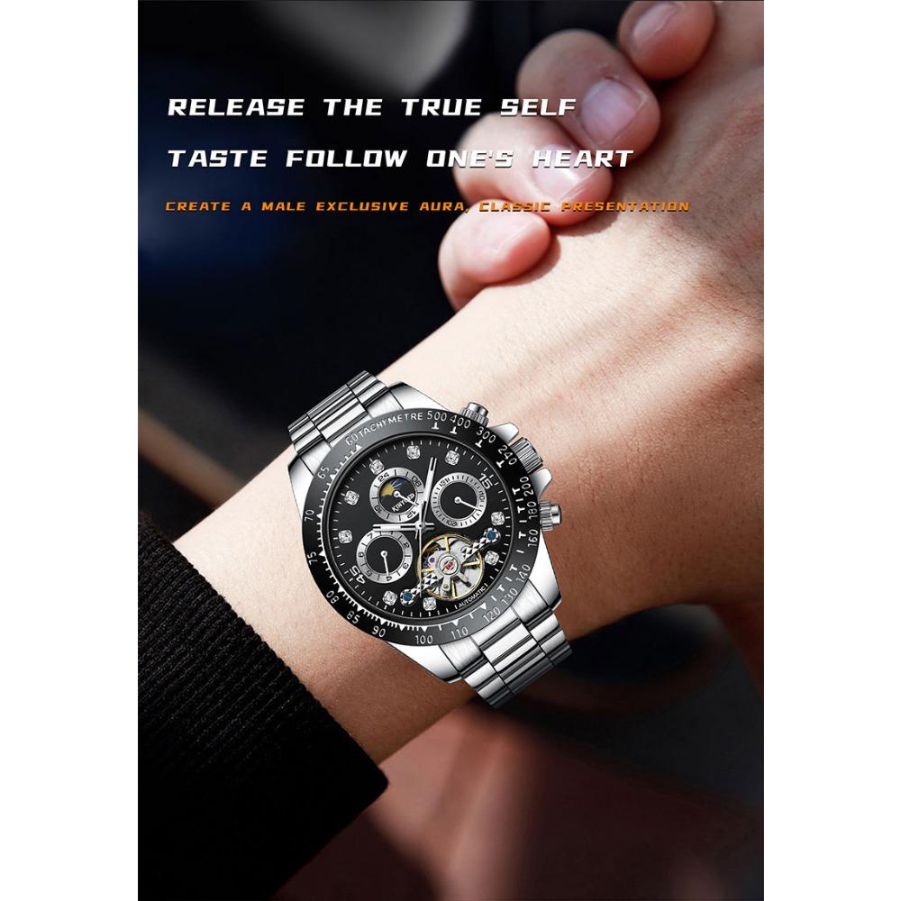 KINYUED  2026 New Men's Automatic Mechanical Watch Stainless Steel Waterproof Watch