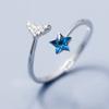 925 Sterling Silver Rings for Women Couple Minimalist Handmade BLue Star Ring Fine CZ Jewelry Birthday Gift Prevent Allergy
