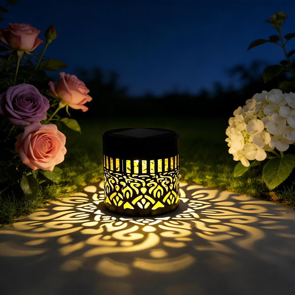 JYL TS/039,Iron Sunflower Mandala Hollow Projection Solar Light for Villa Lawn Ambient Garden Lamp