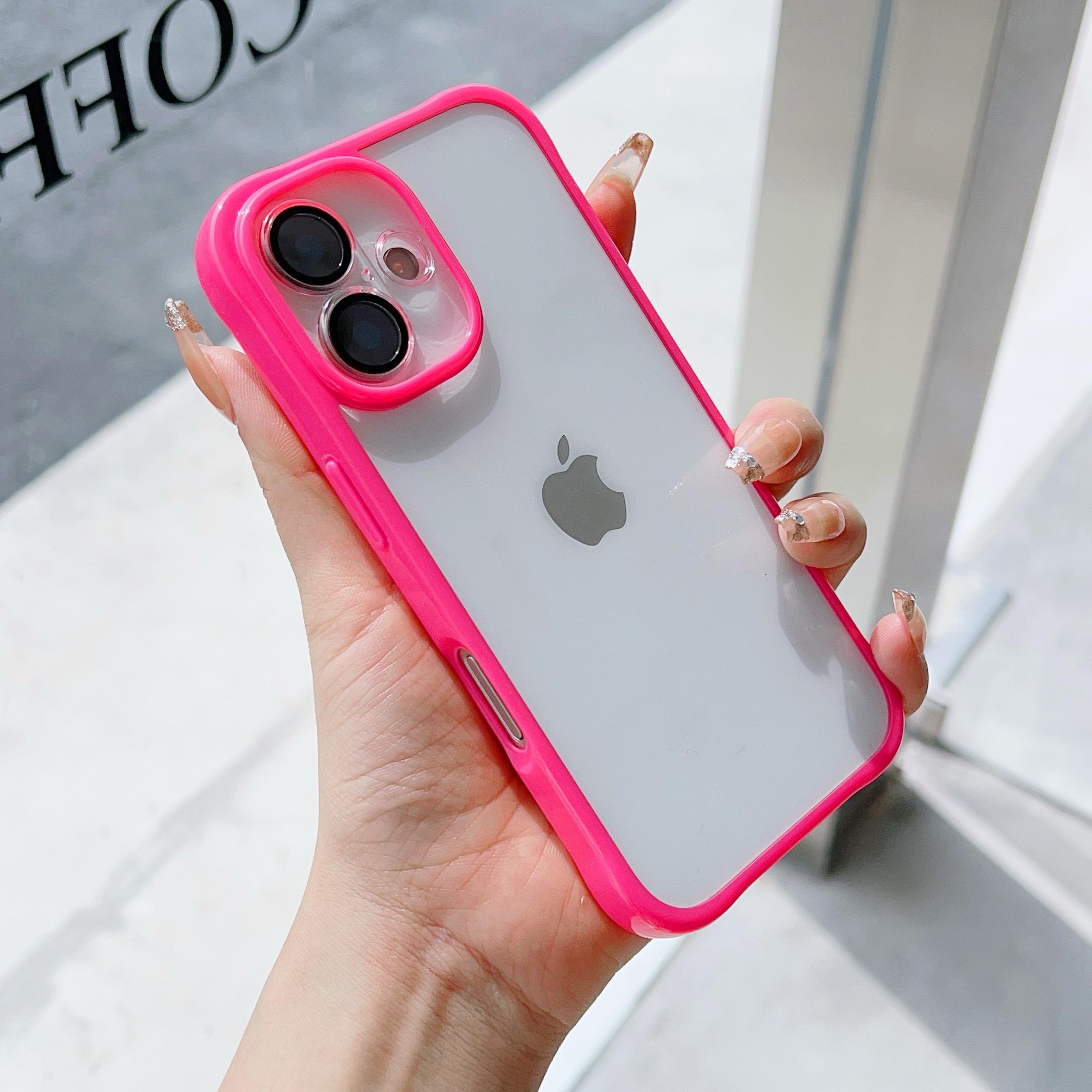 

Прозрачный акриловый чехол-бампер конфетного цвета с точной защитой камеры для iPhone 16 15 14 13 11 12 Pro Max Mini XR XS X 7 8 Plus SE iPhone 13/14 красный