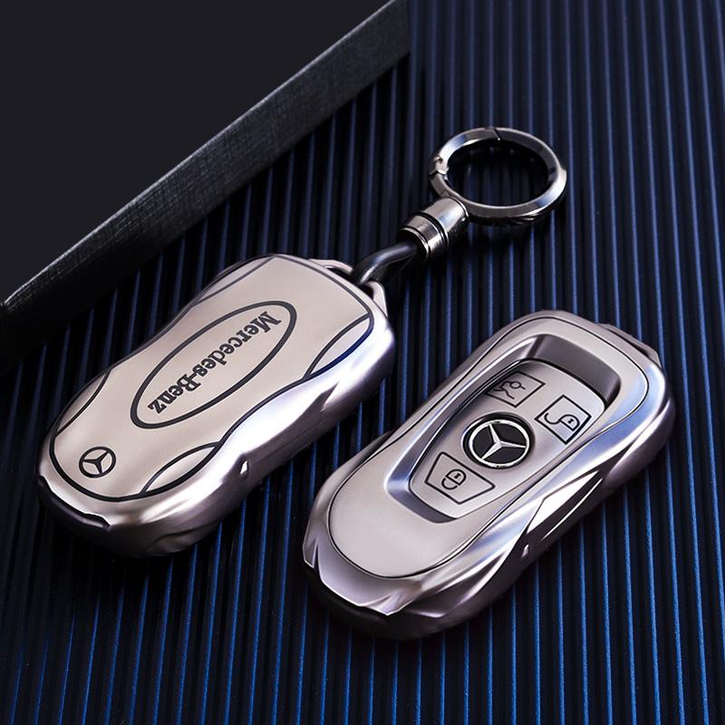PZQ2 Leather Car Key Case Cover Fob Protector for Mercedes Benz GLC300L E30 W207 A C E S G GLS Class W177 W205 W213 W222 G63 X167 AMG