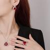 Autumn And Winter Jewelry Copper Bottom Gold-Plated Simulation Red Corundum Advanced Set 17 * 17-12 * 12