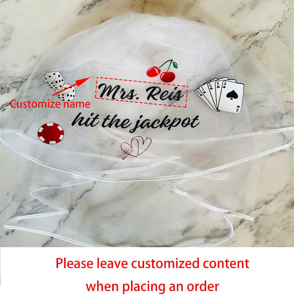 

Personalised Bride Bachelorette Veil Bride To Be Jackpot Veil Vegas Wedding Engagement Decor Hair Accessories Bridal Shower Gift 1pcs 80cm