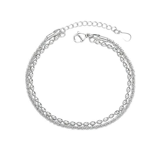 

Женский браслет двухслойный регулируемой длины с удлиненной цепочкой из полой меди