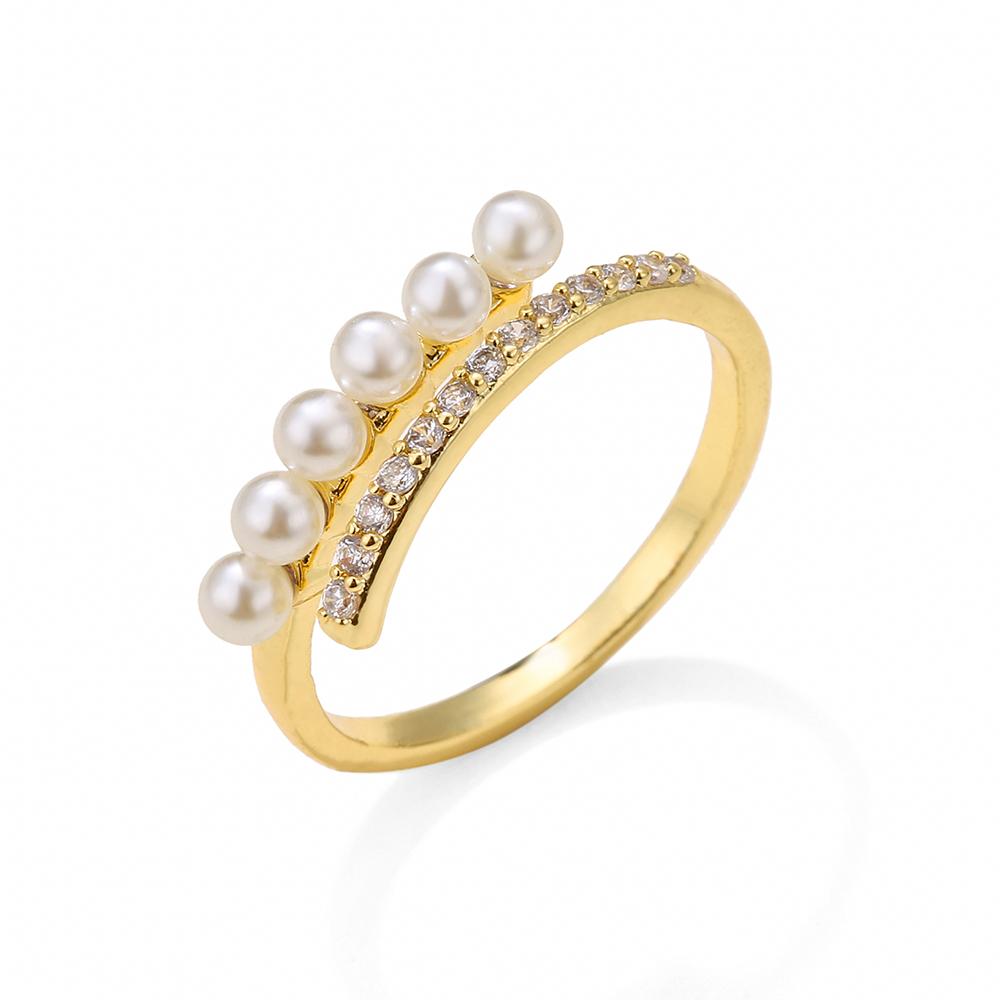 ZAKOL Korean Fashion Gold Color Round Small Zircon Open Ring Shiny Zircon Minimalist Women Daily Accessories