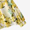 ZANZEA Women Casual Round Neck Lantern Long Sleeve Floral Print Blouses