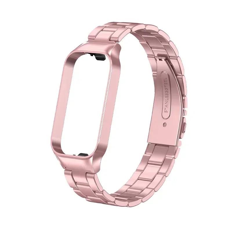 Stainless Steel Strap For Xiaomi Smart Band 8 Active Smart Watch Band Accessories Metal Bracelet Mi Band 8 Active Protector Case