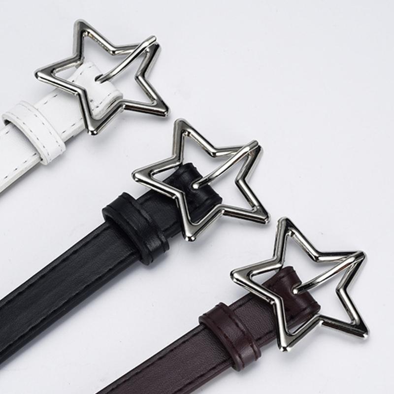 Temperament Women Jeans Waist Belts with Alloy Star Buckle Ladies Waistband