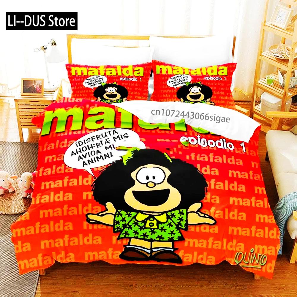 Mafalda Boys Bedroom Bedding Single Twin Full Queen King Size Aldult Duvetcover 3D Anime Bed Sheet Set 2024 Quilt Cover Pillowca