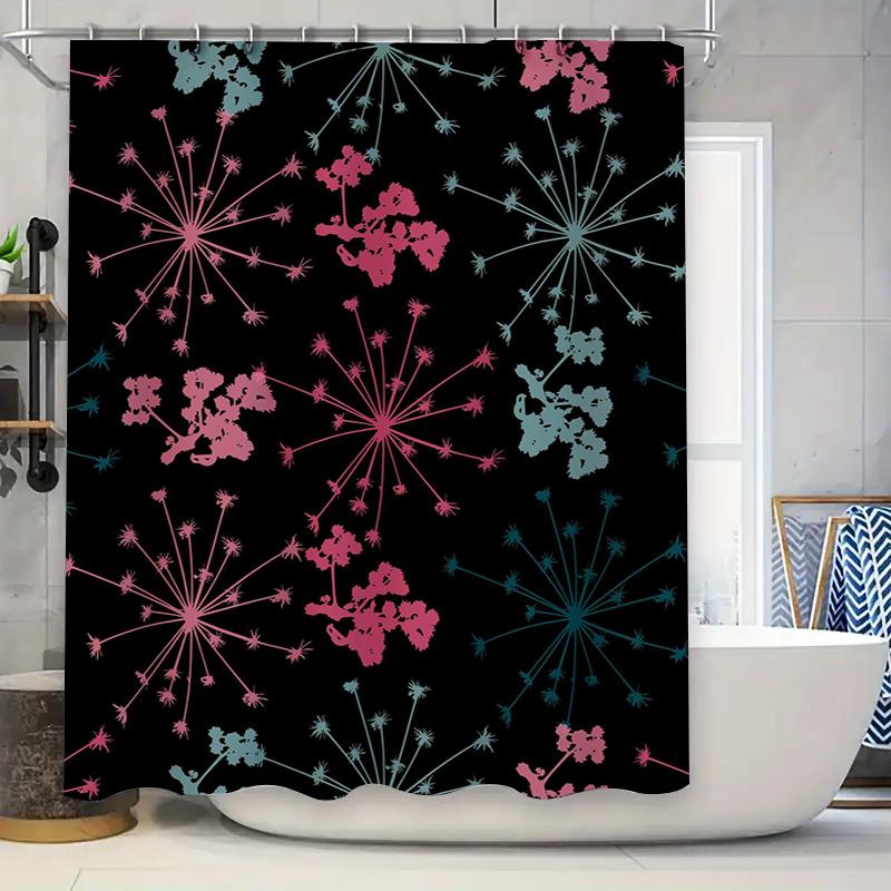 

Vibrant Shower Curtain Water-Resistant Polyester Fabric With Dandelion Design For Bathroom Decoration Pink Blue Floral Pattern. W60H190(CM)-1 Pcs