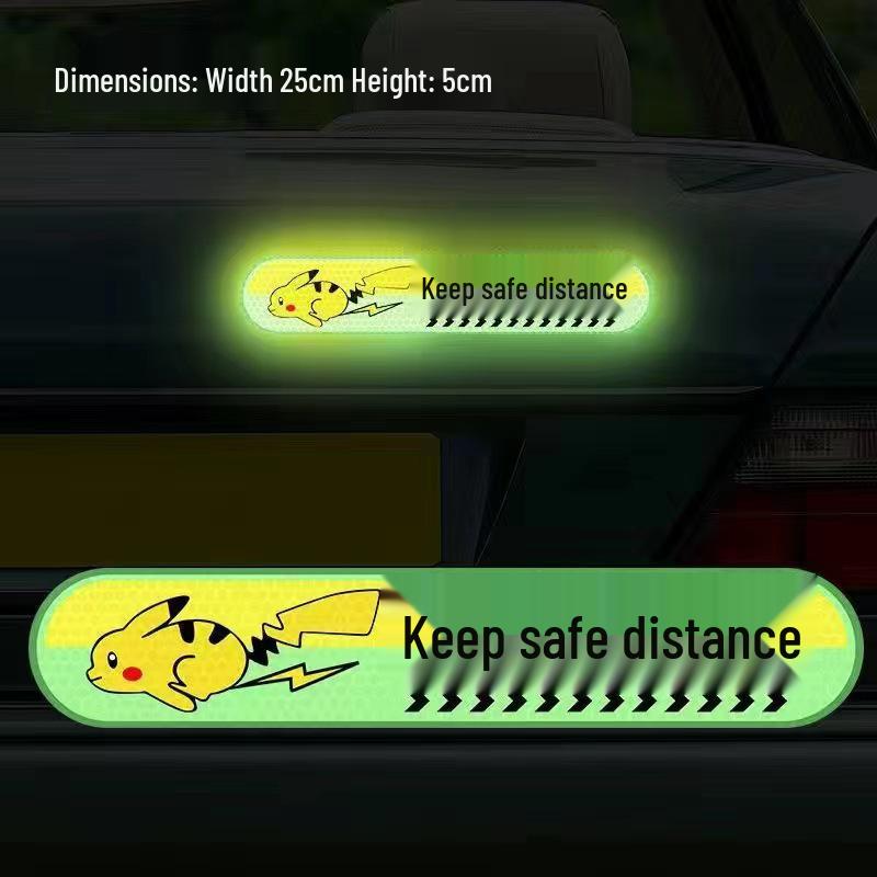 Creative Reflective Car Tail Sticker: High Beam Off Warning, Scratch Cover, Cartoon Design