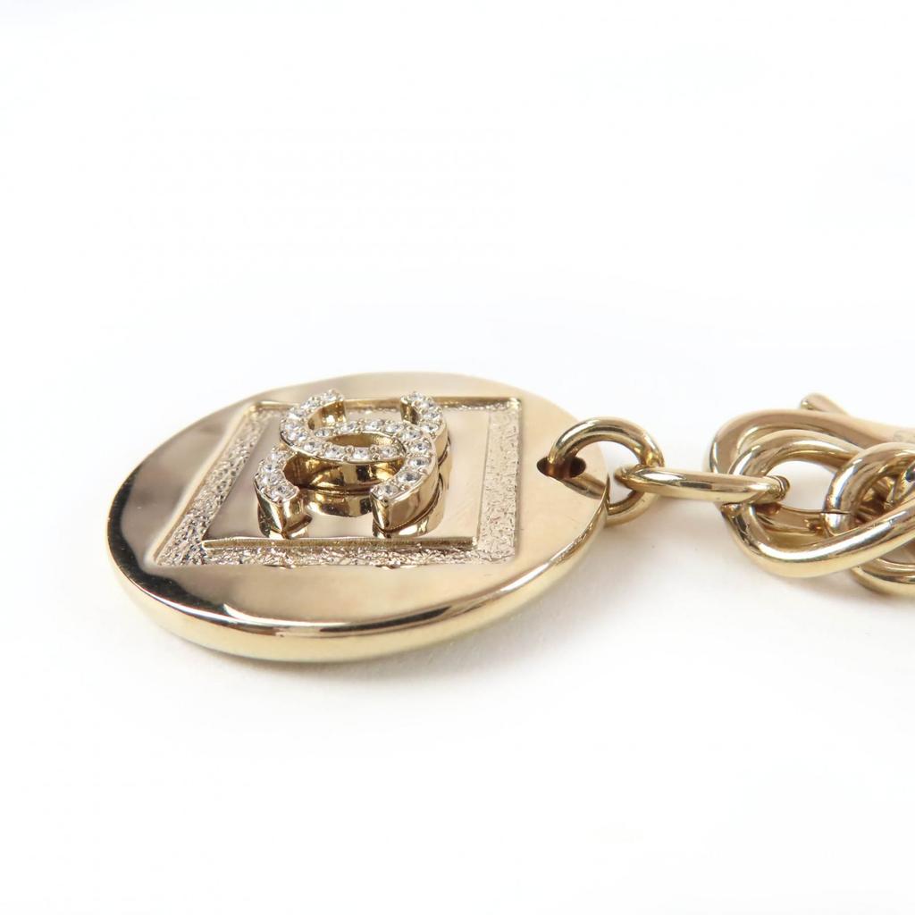 Great CHANEL Necklace COCO Mark Rhinestone Coin gold metal Women B23P Used