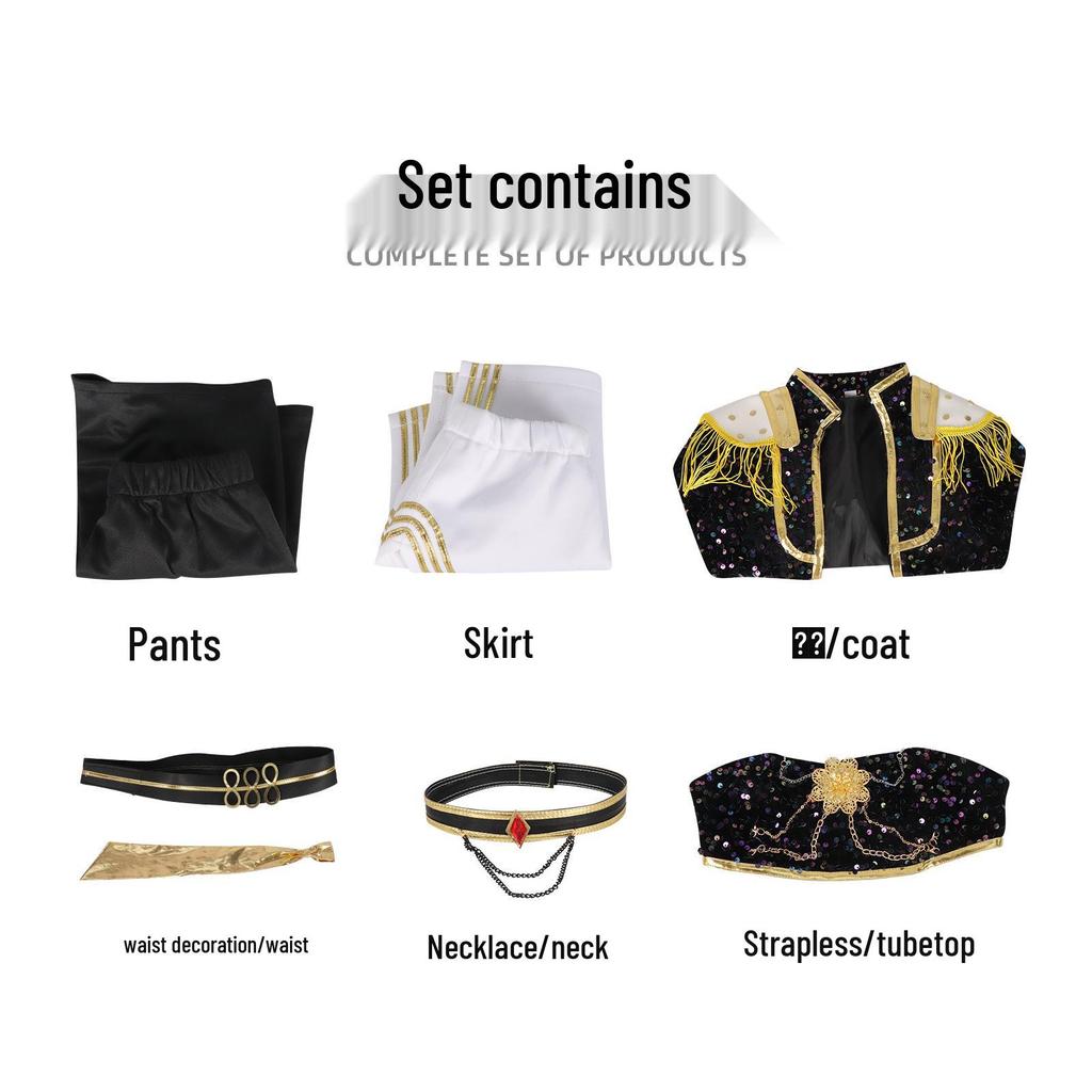 Black Gold K-pop Demon Hunter Girl Group Cosplay Costume for Kids - Cos Lumi, Zoy, Mila