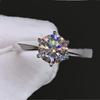 Luxury Six-clawed Moissanite Necklace Ring Earring Set 1-carat Shiny Wedding Jewelry for Women Bride
