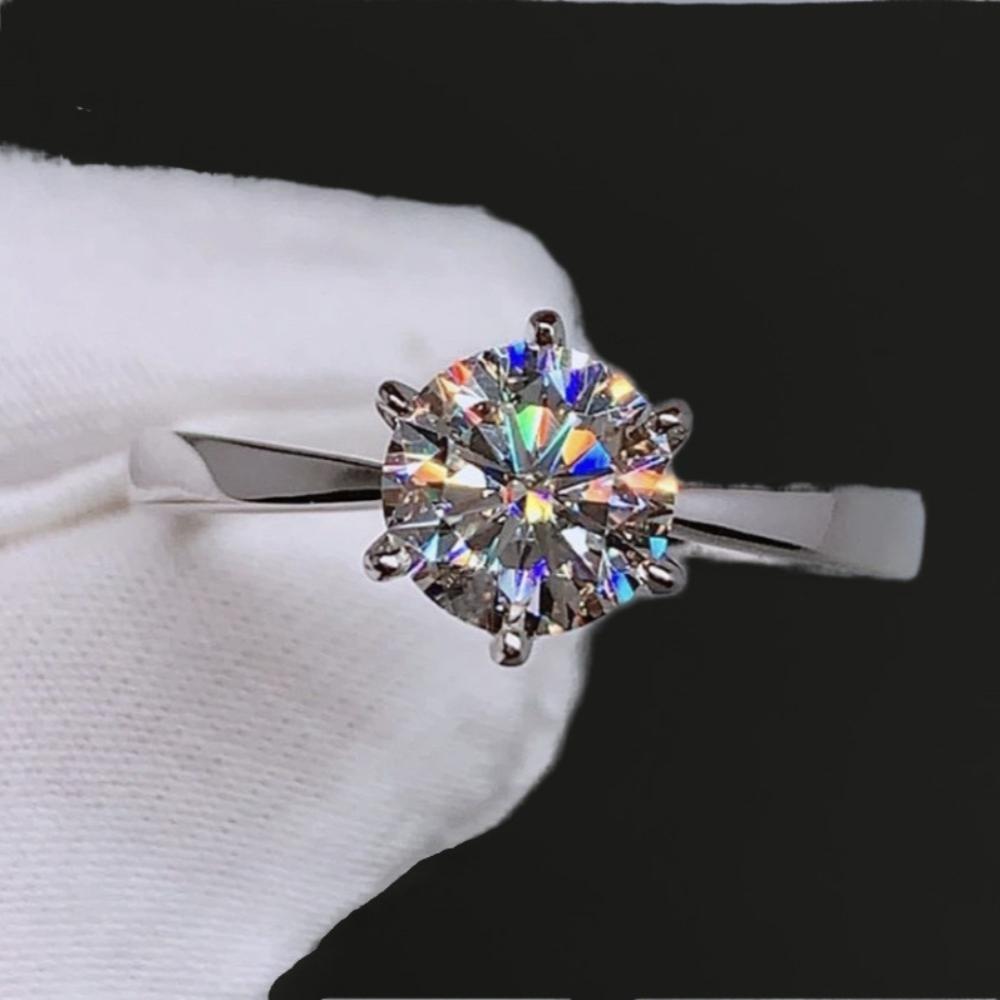 Luxury Six-clawed Moissanite Necklace Ring Earring Set 1-carat Shiny Wedding Jewelry for Women Bride