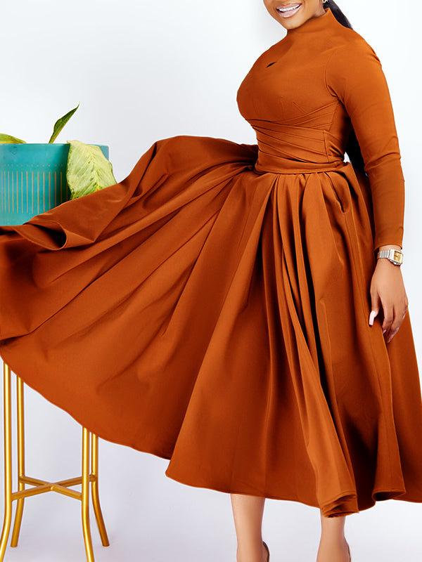 

Women s Fashion Plus Size African Pleated Big Swing Skirt Dress XXXL