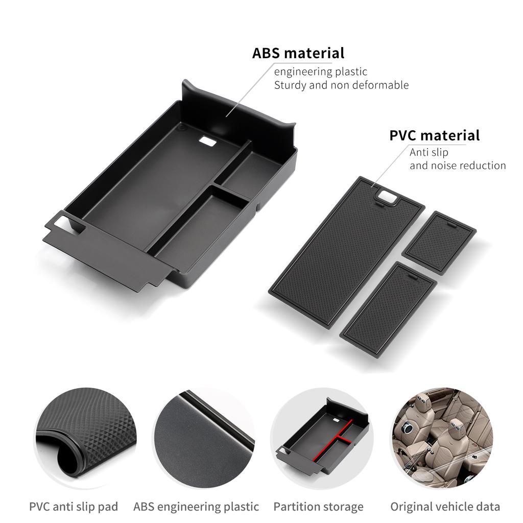 for Chery Tiggo 9 2024 2025 FULWIN T9 Armrest Storage Box Car Tray Organizers Accessories Tidying Black ABS