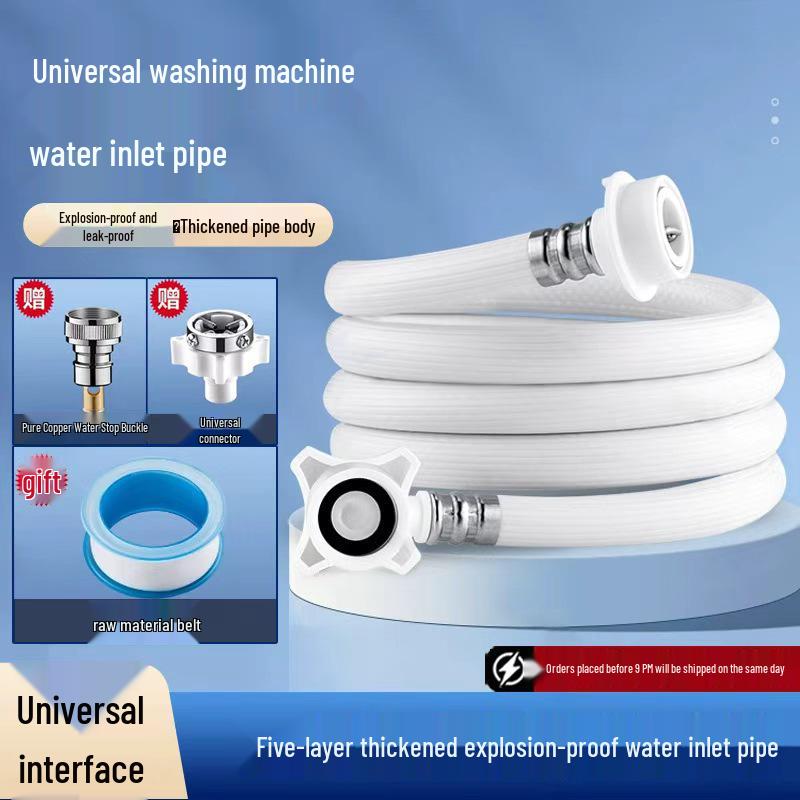 Fully Automatic Washing Machine Extended Inlet Hose with Agitator Drum, 4-Point Threaded Connection