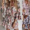 2022 Spring/Summer Chiffon Print Short Dress - Women's Slim Fit, Mid-Waist, Commuter Style