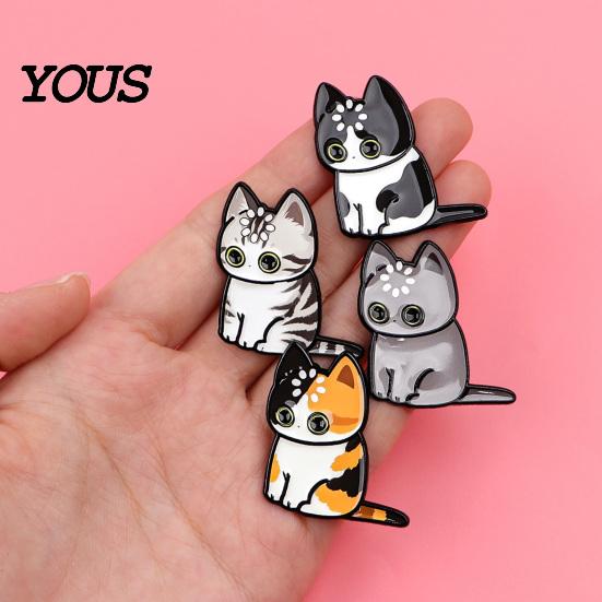 Cat Shape Brooch Cartoon Pin for Clothing, Enamel Kitten Alloy Badge Clothing Accessories Pin, Backpacks Hats Scarves Decorative Accessory,