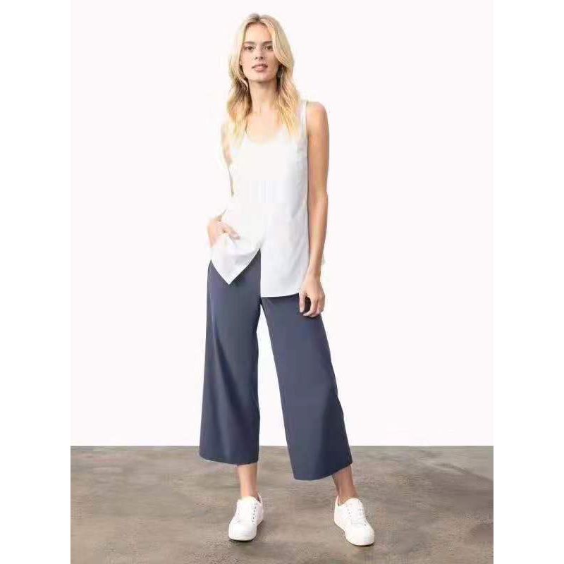 

Cotton Elastic High Waist Casual Chubby Girl Pocket Fashion Cropped Pants Denim Blue XSP