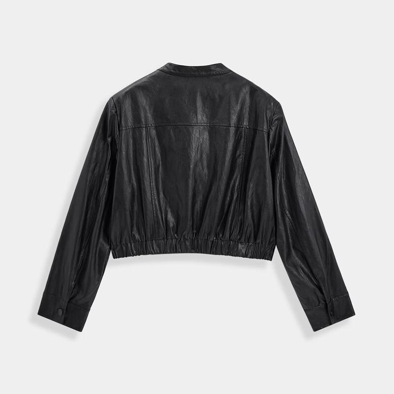 IEF 2025 Fall Shiny Faux Leather Biker Jacket