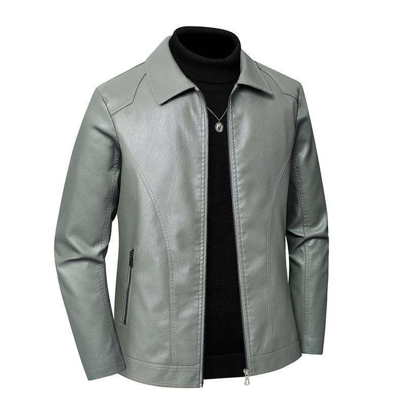 Plus Size Men's Korean Style Lapel PU Leather Jacket - Autumn Collection
