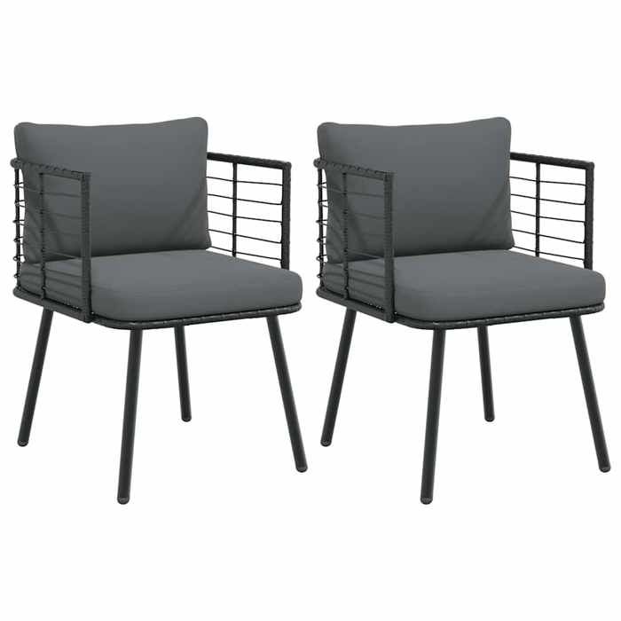 VidaXL Chaises de jardin lot de 2 avec coussins noir résine tressée, siège de jardin, chaise de patio, chaise à manger de 3328656