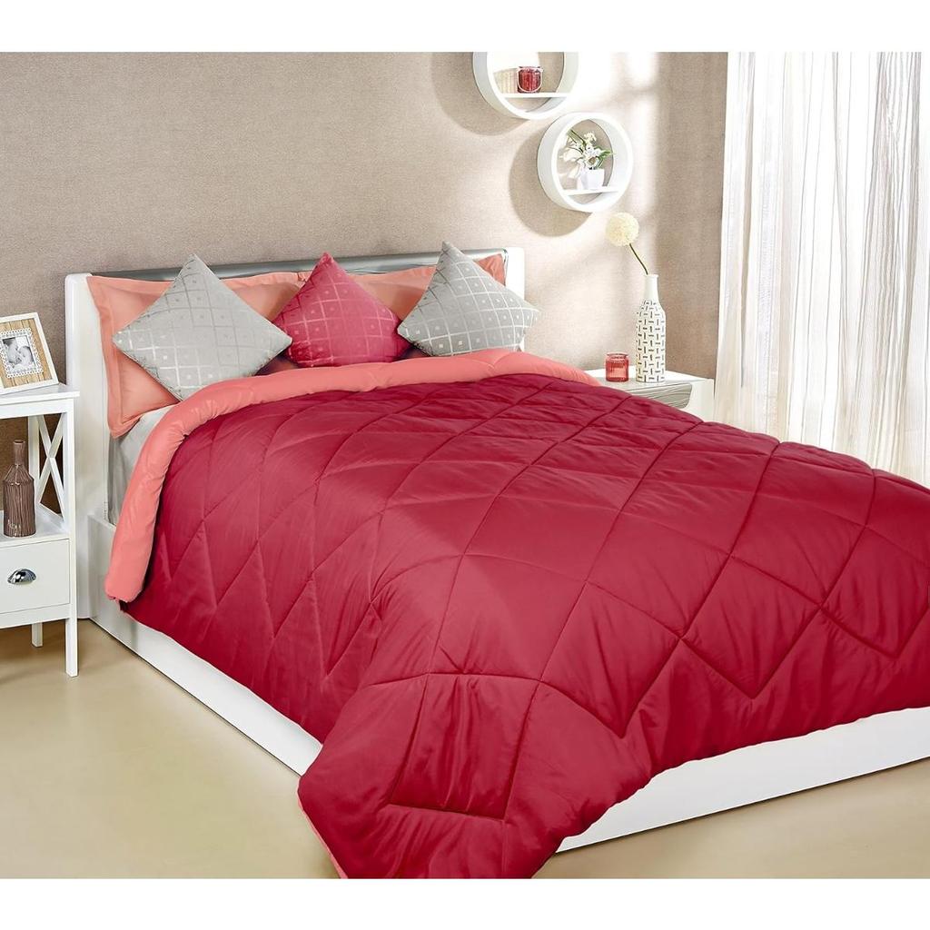 Microfibre Reversible Comforter, Double (Subtle Beige & Walnut Brown, 200 GSM), 50 TC