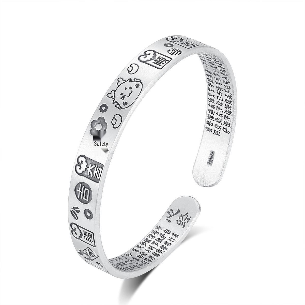 

Браслет-колесо обозрения из стерлингового серебра Год Дракона - Универсальный, не тускнеющий открытый браслет-манжета для женщин Full Silver