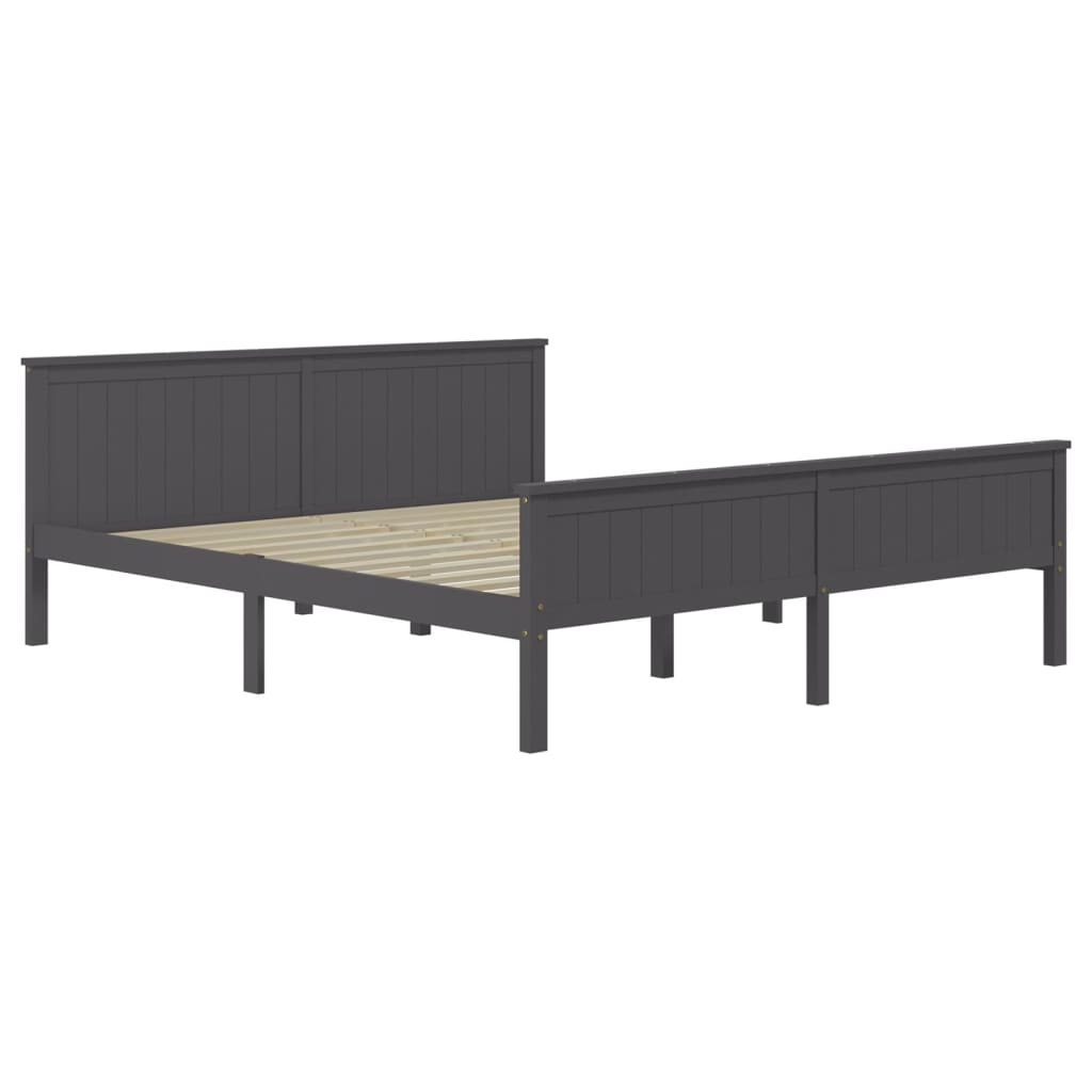 Solid Wood Bed Gray Pine 200 x 200 cm