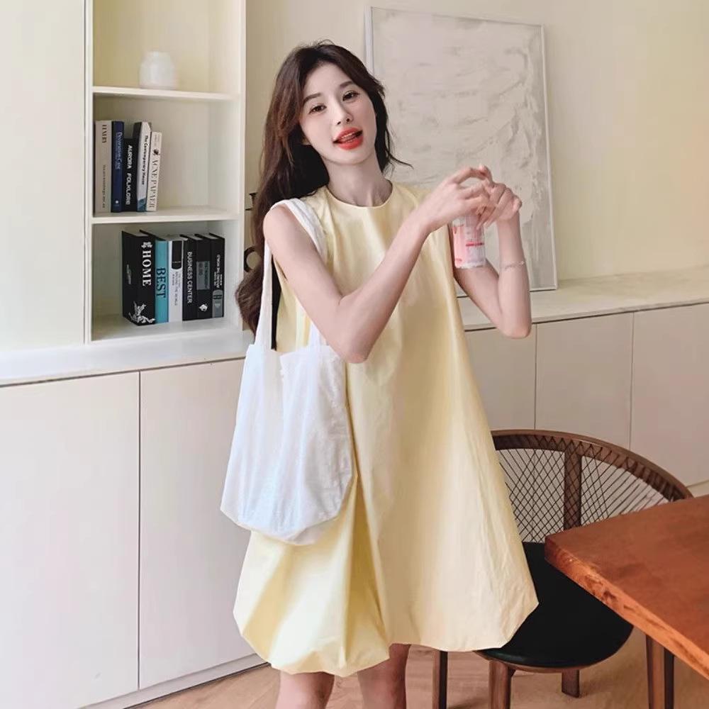 French Chic Yellow Off-Shoulder Dress with Tulip Hem – Women's Summer Age-Reducing Loose Fit Mini