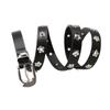 Punk Flower Rivet Belt Korean Style Thin Waist Strap Casual PU Leather Waistband  Girl
