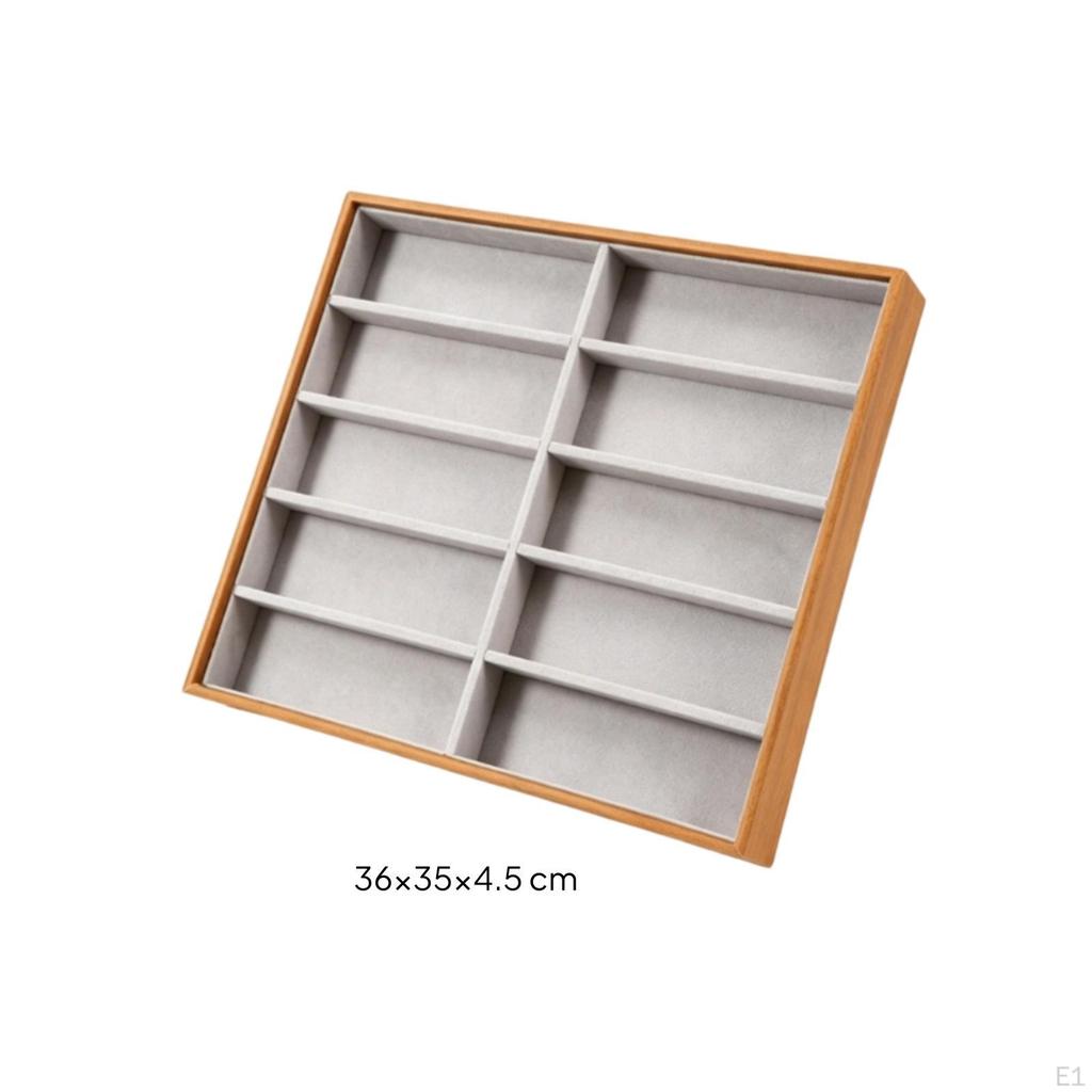 Sunglasses Display Case WoodGrain Eyeglass Box 10Slot Sunglass Organizer for Retailers,