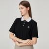 LIKK Collar Contrast Loose Fit Short Sleeve T-Shirt (Black)_L4B1-Ts09C
