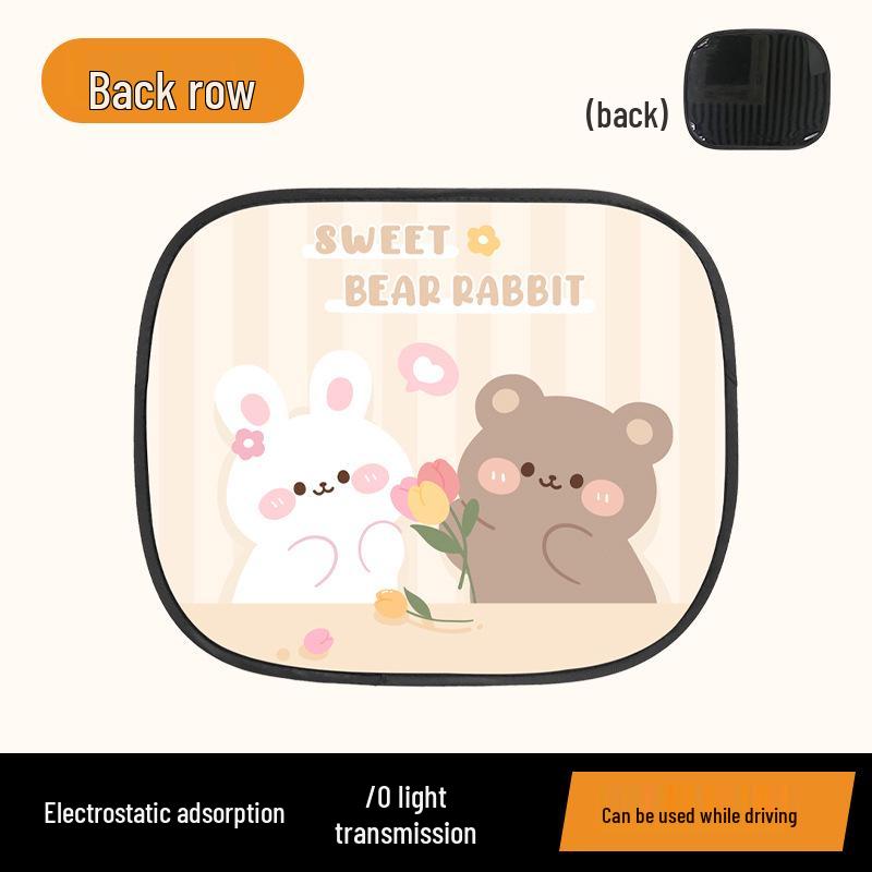 Cartoon Car Sunshade - Cute Electrostatic Heat Insulation Blocker for Summer