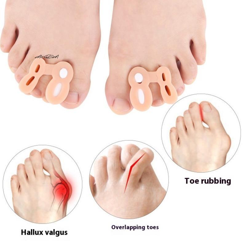 1Pair Orthopedic Bunion Corrector Silicone Hammer Toe Straightener with 6 Sponge Plugs Hallux Valgus Regulator Toe Separator